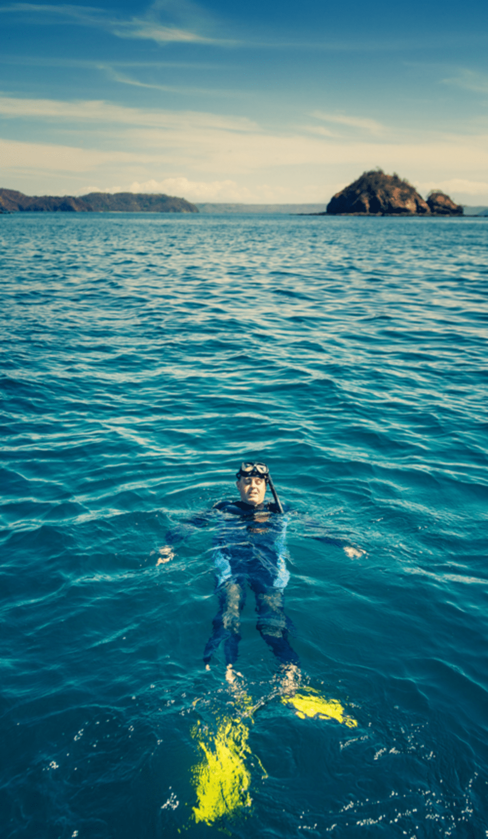 Snorkeller at the surface in warm Pacific water, Costa Rica