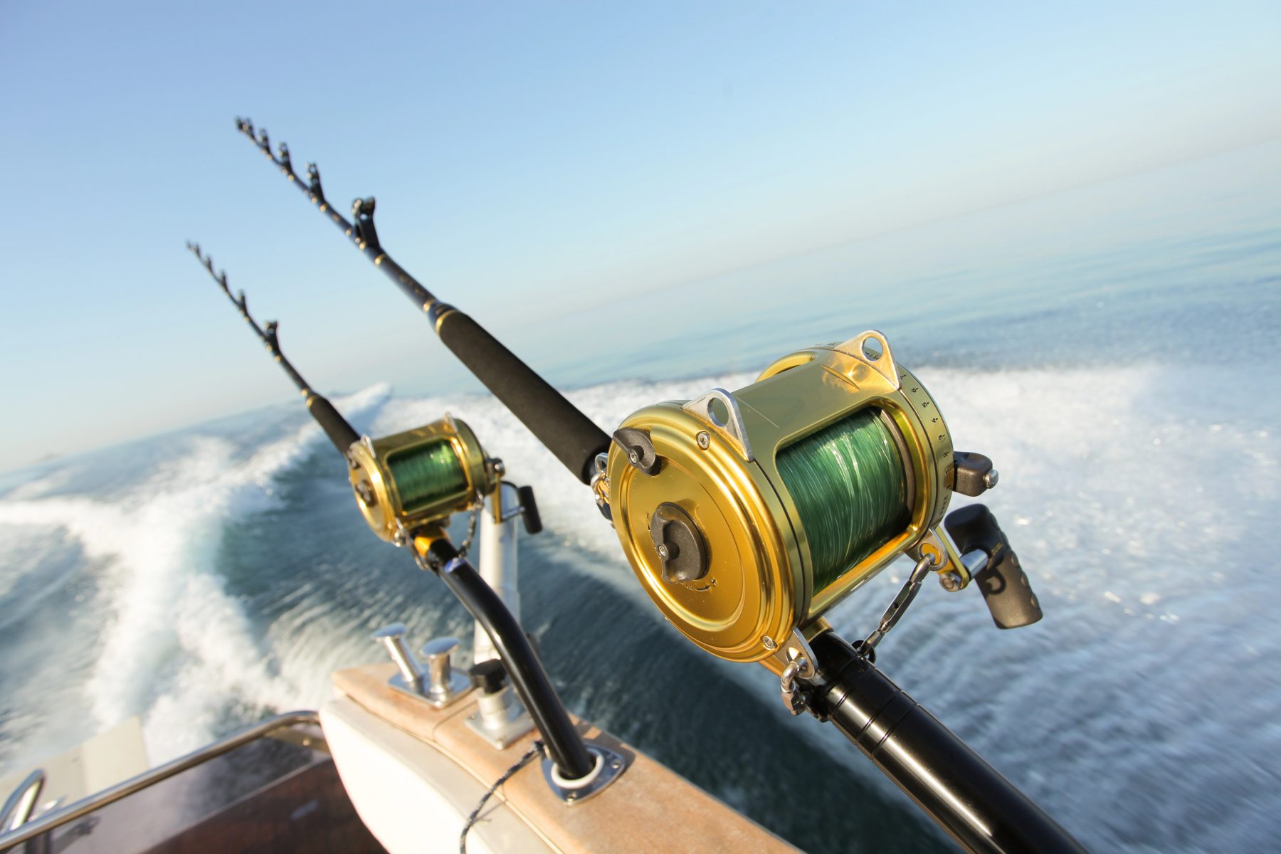 Fishing reels and rods on a charter boat off Costa Rica