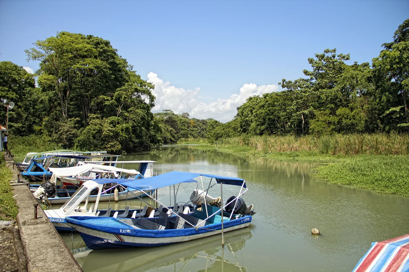Coastal boat transport near Puerto Limon, part of Costa Rica's varied private transport network